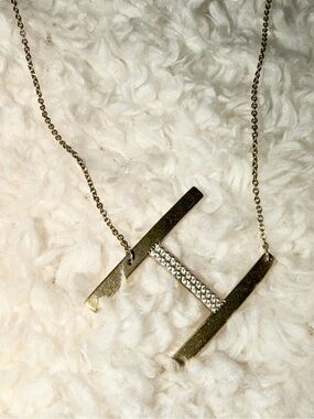 Gold Initial H Pendant Necklace - Gold Over Sterling Silver Fabulous Necklace